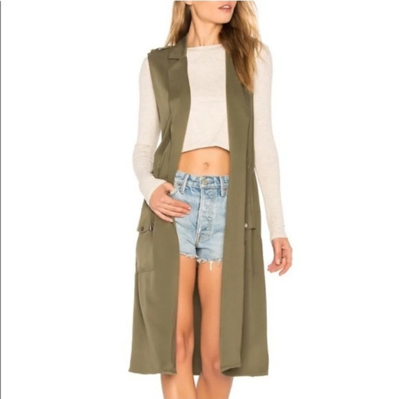 Bb Dakota Olive Green Anorak Style Duster Length Vest Size Medium - Picture 1 of 8